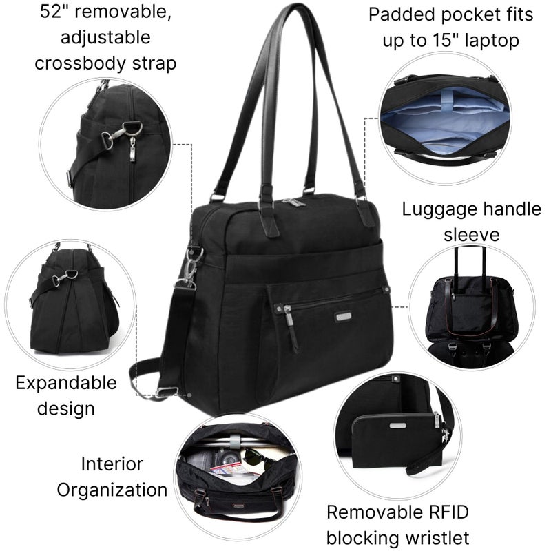 Baggallini حقيبة لابتوب قابلة للتوسع للاستخدام الليلي - 16.5"x13.5" حقيبة سفر خفيفة الوزن للسيدات - Image 3